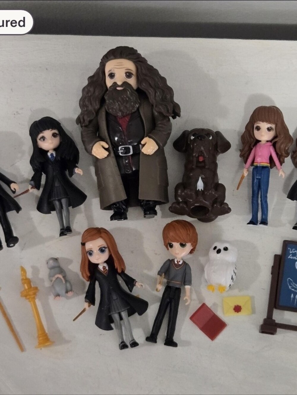 Lot of 7 Harry Potter Magical Minis Figures Plus Owl, Dog Rat Wizarding World